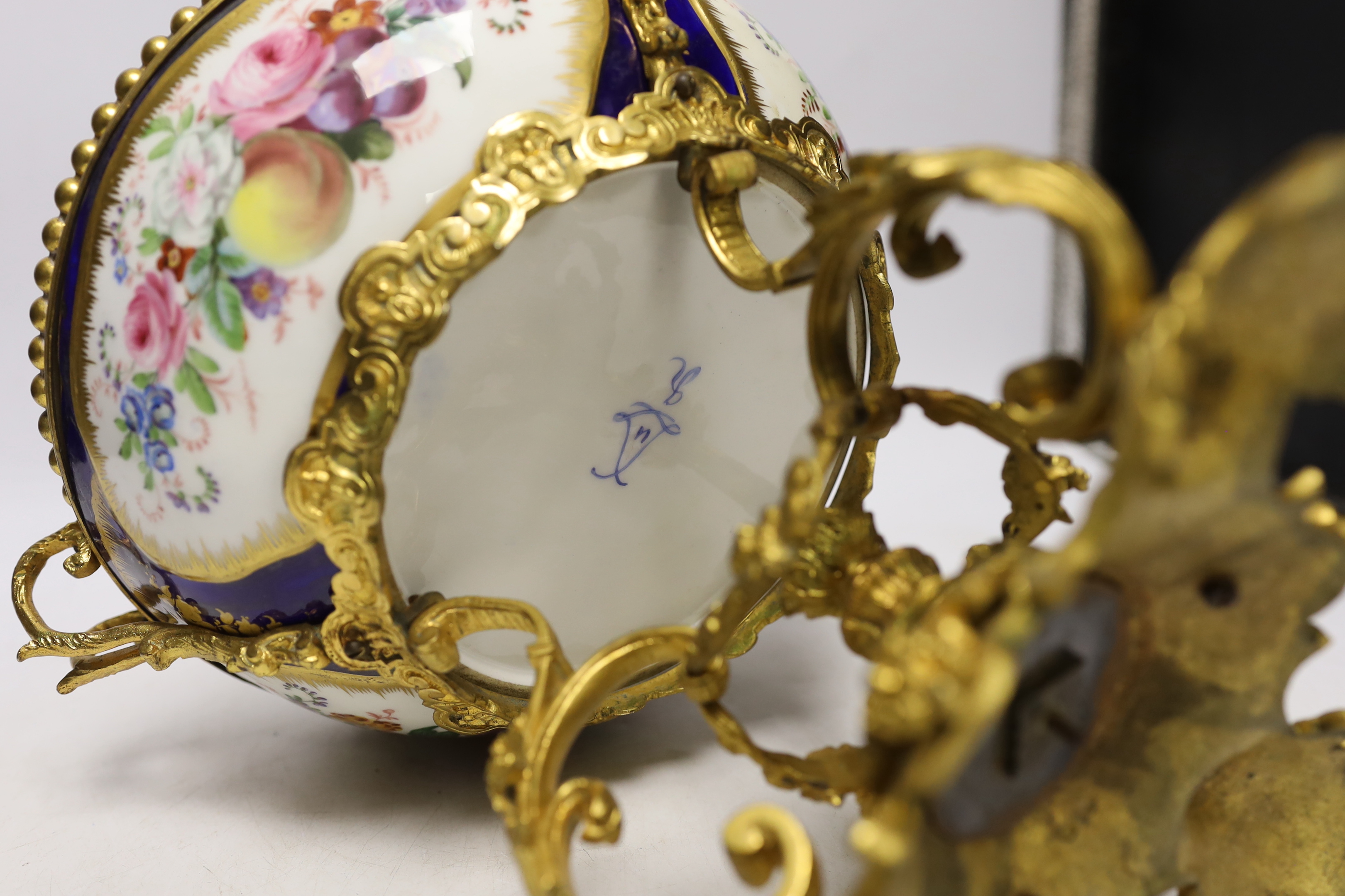 A 19th century ormolu mounted Sevres style porcelain bowl, 25cm